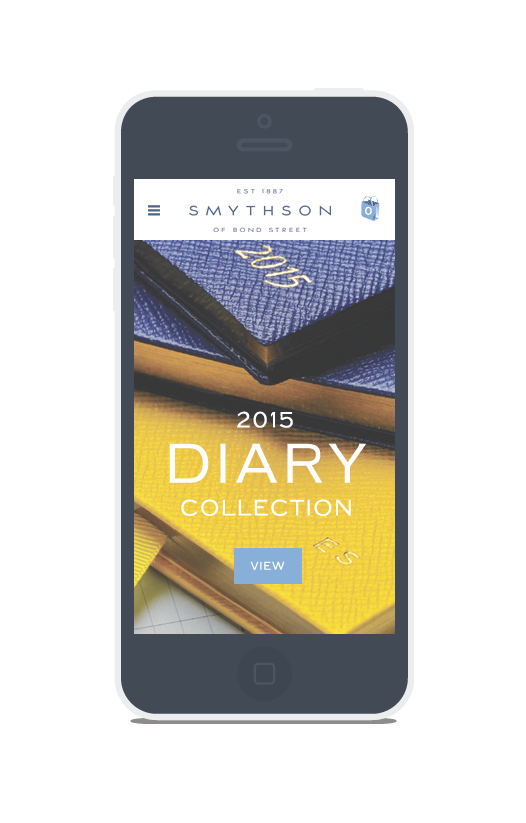 Smythson concept homepage on mobile